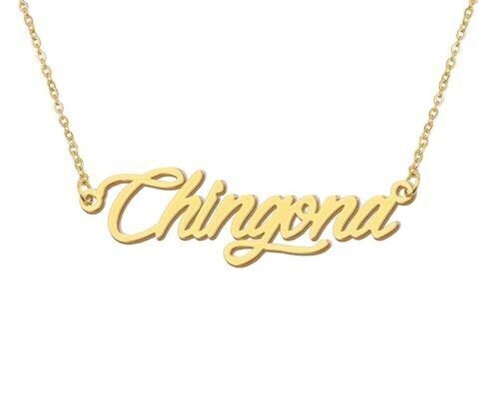 5600 18k Gold Plated Chingona Name Necklace Nameplate Engraved Necklace